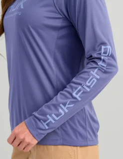Huk Gear Performance Tops-Womens Pursuit Performance Crew Skipper Blue