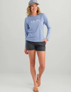 Huk Gear Performance Tops-Womens Pursuit Performance Crew Lightning Sky