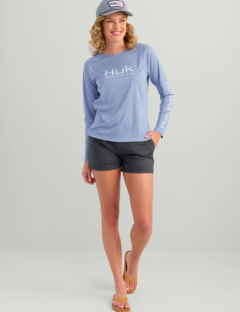Huk Gear Performance Tops-Womens Pursuit Performance Crew Lightning Sky