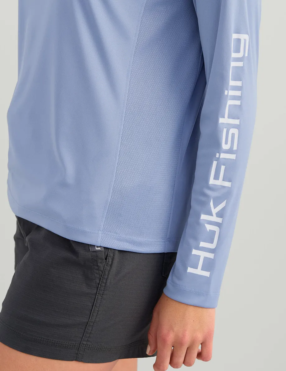 Huk Gear Performance Tops-Womens Pursuit Performance Crew Lightning Sky