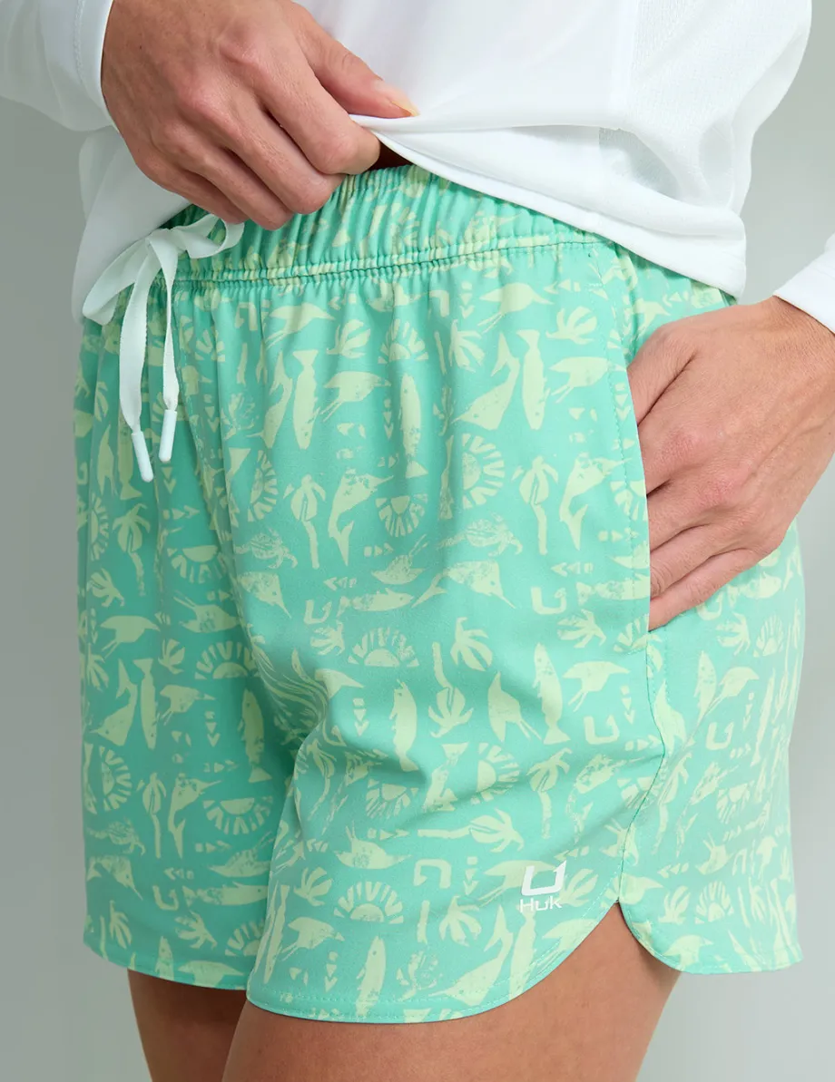 Huk Gear Swim-Womens Pursuit Volley Swim Short Batiki Marine Blue