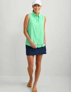 Huk Gear Button Downs-Womens Sleeveless Tide Point Button-Down Bermuda