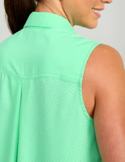 Huk Gear Button Downs-Womens Sleeveless Tide Point Button-Down Bermuda