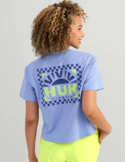 Huk Gear Tees & Tanks-Womens Sunrise Crop Pocket Tee Lightning Sky