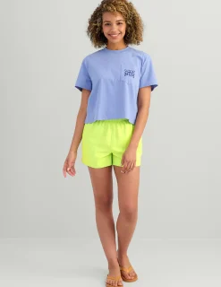 Huk Gear Tees & Tanks-Womens Sunrise Crop Pocket Tee Lightning Sky
