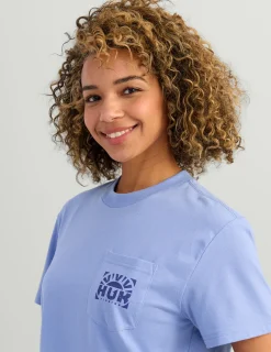 Huk Gear Tees & Tanks-Womens Sunrise Crop Pocket Tee Lightning Sky