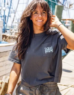 Huk Gear Tees & Tanks-Womens Sunrise Crop Pocket Tee Volcanic Ash