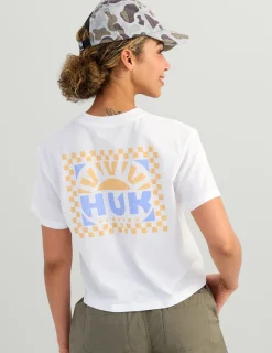Huk Gear Tees & Tanks-Womens Sunrise Crop Pocket Tee White