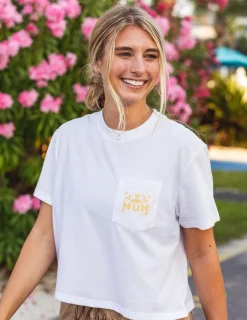 Huk Gear Tees & Tanks-Womens Sunrise Crop Pocket Tee White