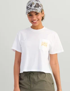 Huk Gear Tees & Tanks-Womens Sunrise Crop Pocket Tee White