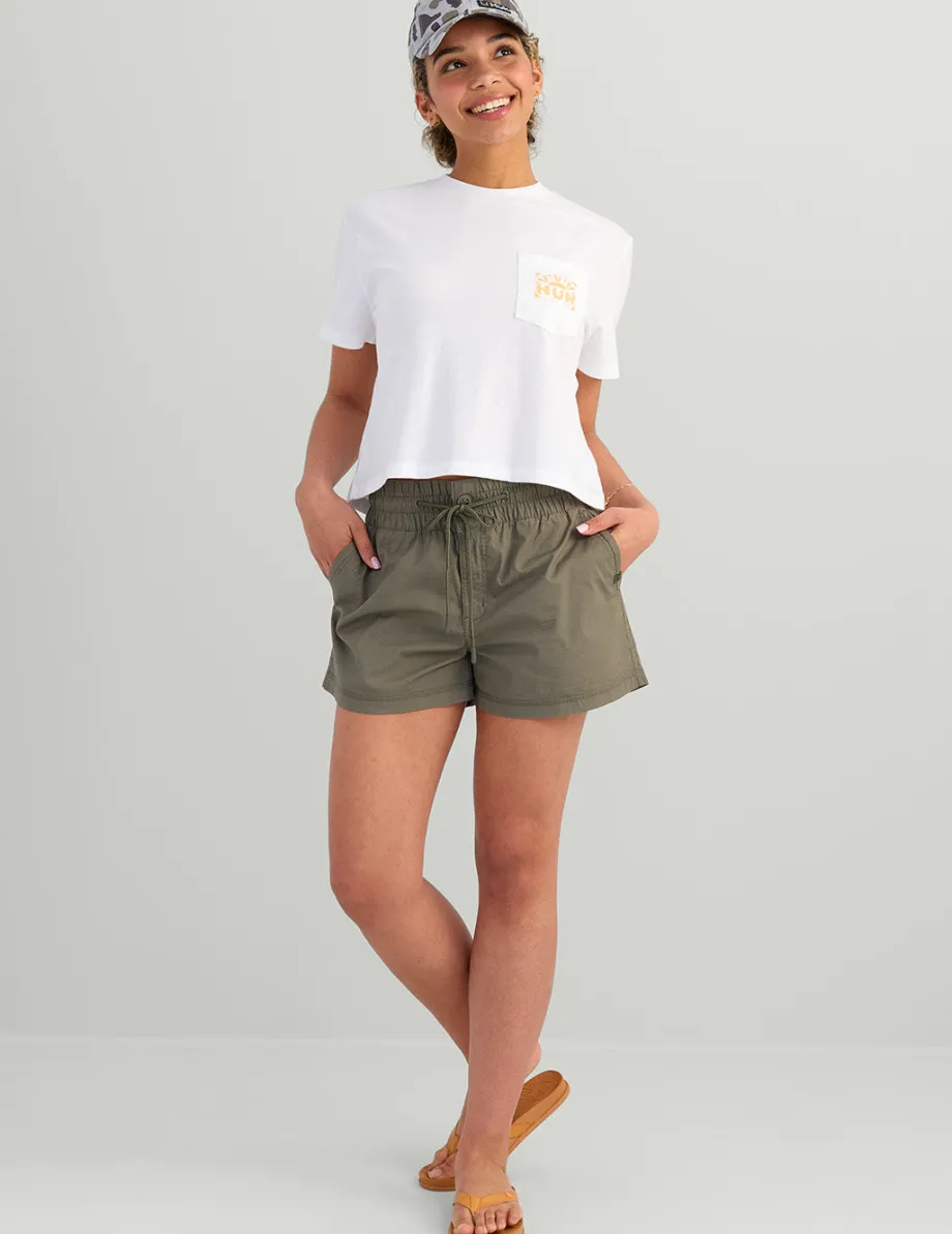 Huk Gear Tees & Tanks-Womens Sunrise Crop Pocket Tee White