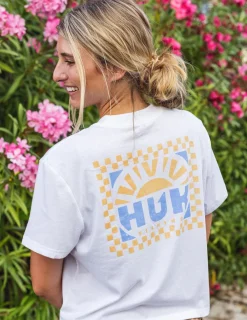Huk Gear Tees & Tanks-Womens Sunrise Crop Pocket Tee White