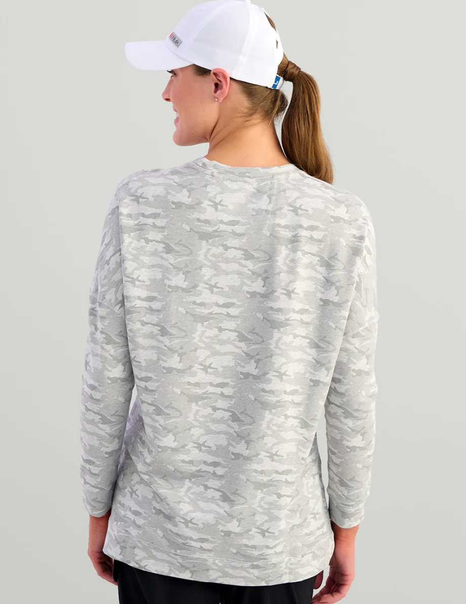 Huk Gear Pullovers-Womens Tasc Riverwalk Lightweight Sweatshirt Harbor Mist Camo