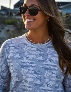 Huk Gear Pullovers-Womens Tasc Riverwalk Lightweight Sweatshirt Harbor Mist Camo