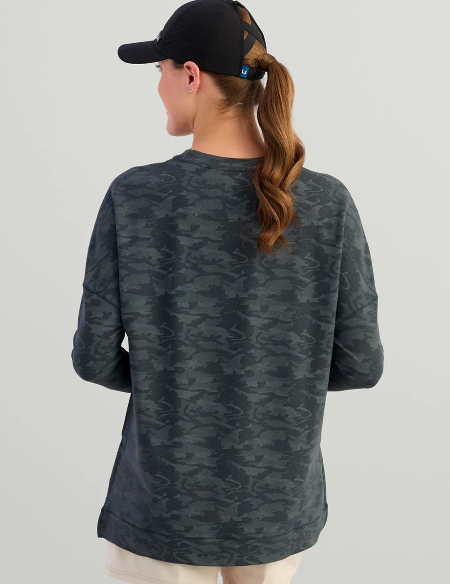 Huk Gear Pullovers-Womens Tasc Riverwalk Lightweight Sweatshirt Volcanic Ash Camo