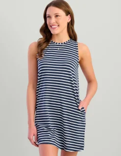 Huk Gear Performance Tops-Womens Tasc Summer Tank Dress Naval Academy Stripe