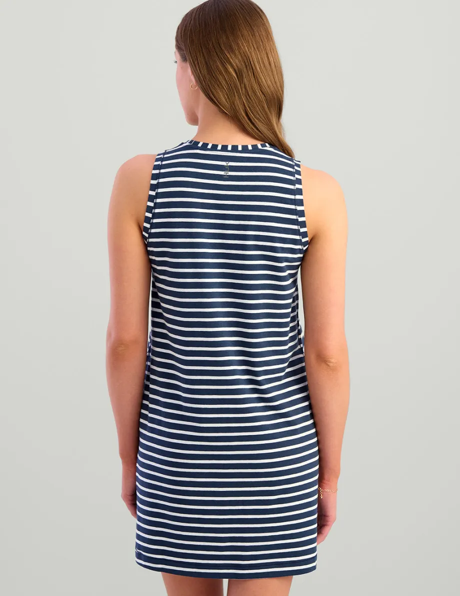 Huk Gear Performance Tops-Womens Tasc Summer Tank Dress Naval Academy Stripe
