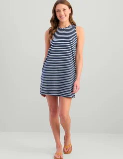 Huk Gear Performance Tops-Womens Tasc Summer Tank Dress Naval Academy Stripe