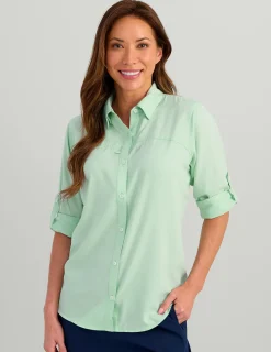 Huk Gear Button Downs-Womens Tide Point Button-Down Seafoam Mist