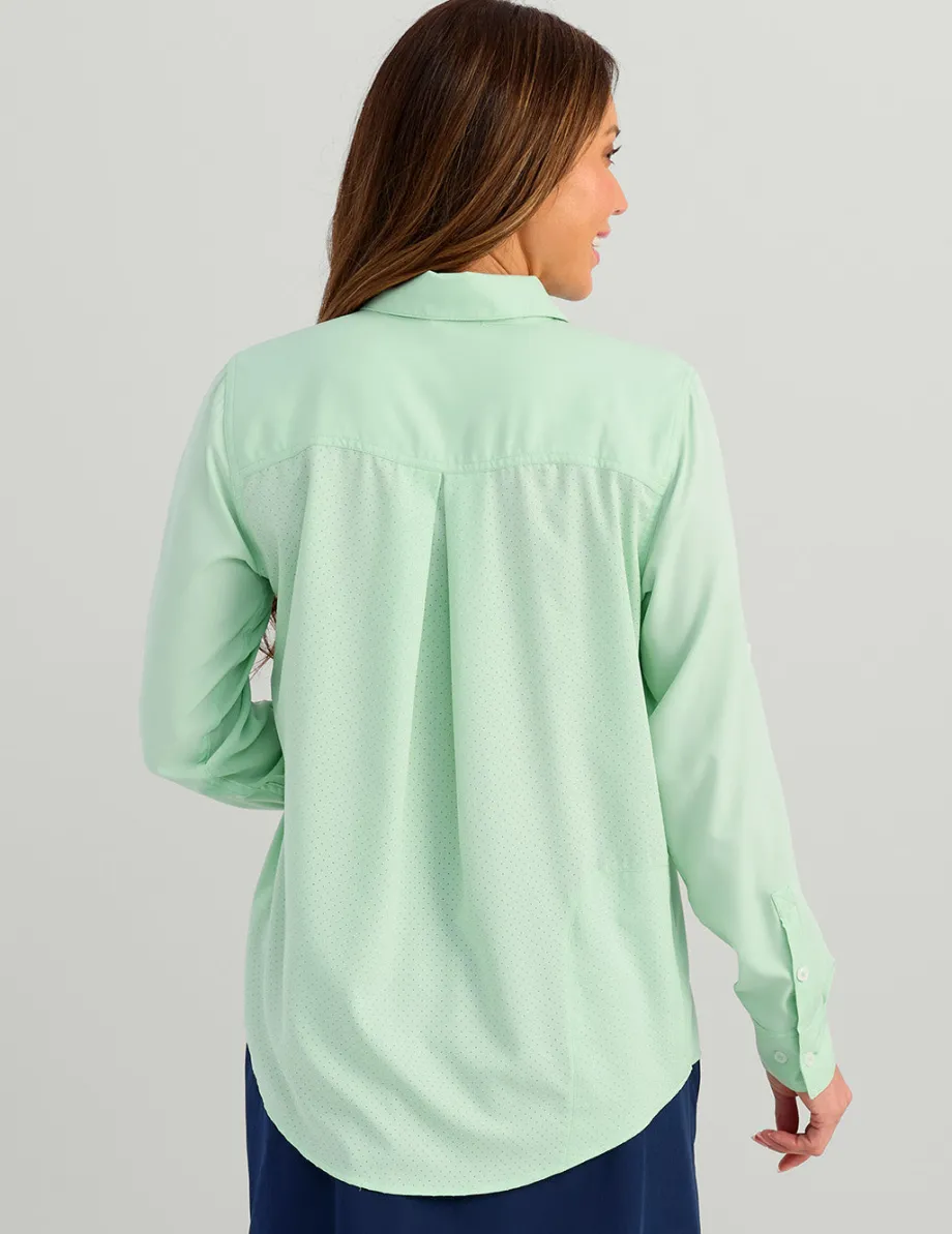 Huk Gear Button Downs-Womens Tide Point Button-Down Seafoam Mist