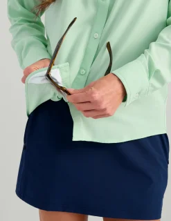 Huk Gear Button Downs-Womens Tide Point Button-Down Seafoam Mist