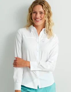 Huk Gear Button Downs-Womens Tide Point Button-Down White