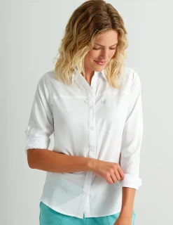 Huk Gear Button Downs-Womens Tide Point Button-Down White