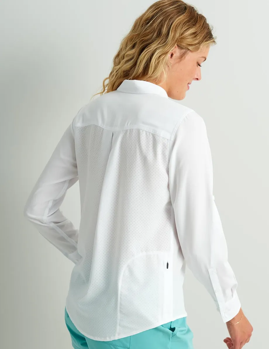 Huk Gear Button Downs-Womens Tide Point Button-Down White