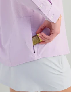 Huk Gear Button Downs-Womens Tide Point Button-Down Orchid Bloom