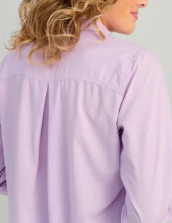 Huk Gear Button Downs-Womens Tide Point Button-Down Orchid Bloom