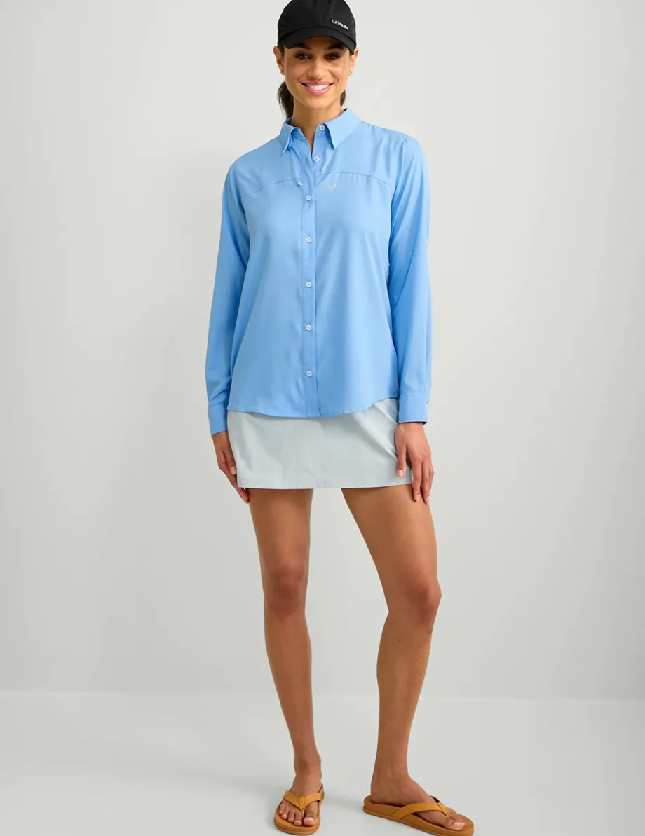 Huk Gear Skirts|Shorts-Womens Tide Point Skort Harbor Mist