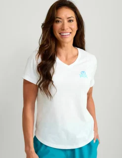 Huk Gear Tees & Tanks-Womens V-Neck Sunset Graphic Tee White