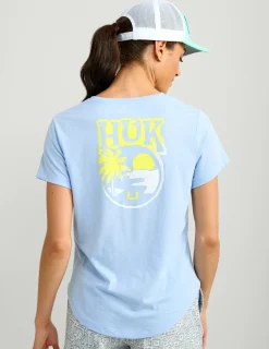 Huk Gear Tees & Tanks-Womens V-Neck Sunset Graphic Tee Windsurfer